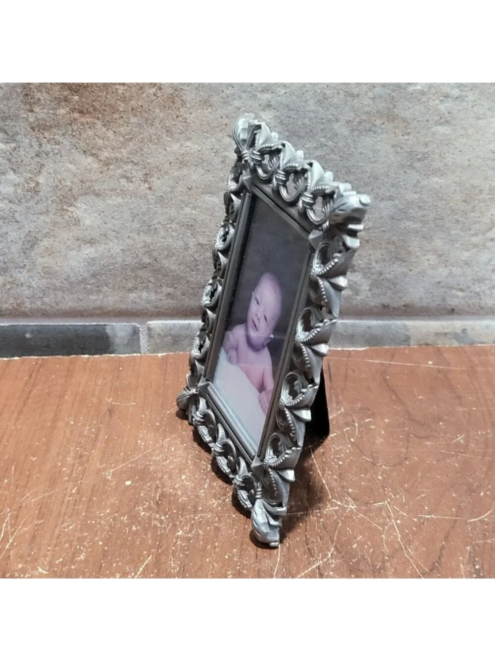 Metal Pewter Fleur De Lis Ornate Scrolls Picture Photo Frame